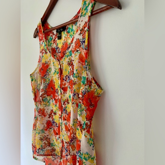 Sheer floral tank blouse M - Picture 6 of 11